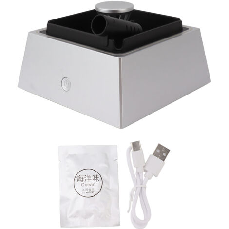 Cendrier Purificateur d'Air 2 en 1 sans Fumée - Rechargeable USB-C 1200mAh - Léger et Antidérapant pour Bureau Intérieur Argenté (1/5)