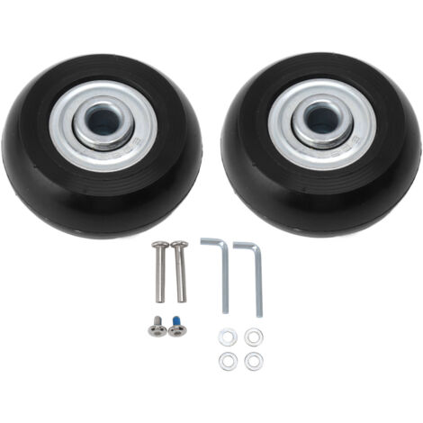 2 roulettes de valise 40mm en caoutchouc silencieux avec roulements - Kit de réparation pour roues pivotantes 18mm (1/5)