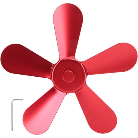 Pale de Ventilateur de Poêle 5 Lames en Alliage d'Aluminium, Alimenté par la Chaleur, pour Ventilateur de Cheminée Rouge - Pièce de Rechange (1/5)