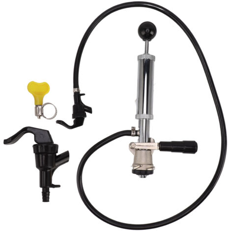 Pompe à bière 4in D en chrome et fer, robinet de tonneau avec tuyau et bec verseur, étanche et facile à utiliser pour fêtes et pique-niques. (1/5)