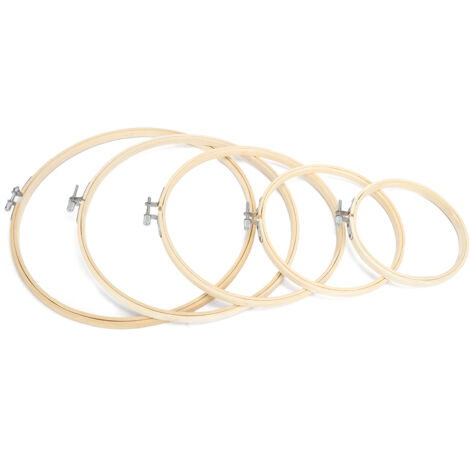 5 Cadres Ronds en Bambou pour Broderie, Couture à la Main et Point de Croix (1/5)