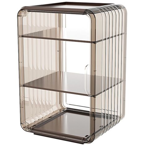 Organisateur de bouteilles d'eau en acrylique 3 étages, rangement robuste et étanche pour bureau ou placard, couleur marron. (1/5)