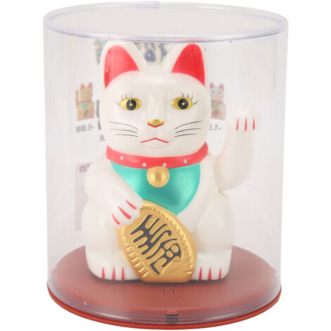 Chat Solaire Porte-Bonheur 4in avec Bras Mouvant - Chat Feng Shui Énergie Solaire, Décoration Maison Blanche MLY23056 (1/5)