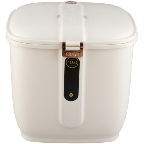 Récipient de Riz Grande Capacité 10kg - Seau de Stockage Hermétique pour Céréales et Aliments, Blanc Crème (1/5)