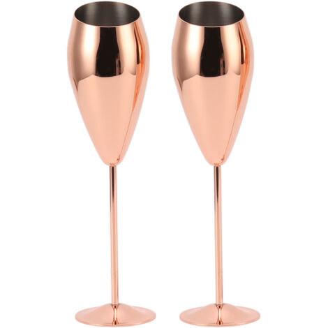 2 Verres à Champagne en Cuivre avec Fond Épais Résistant, Set de 2 Pièces en Acier Inoxydable Plaqué Laiton (1/5)
