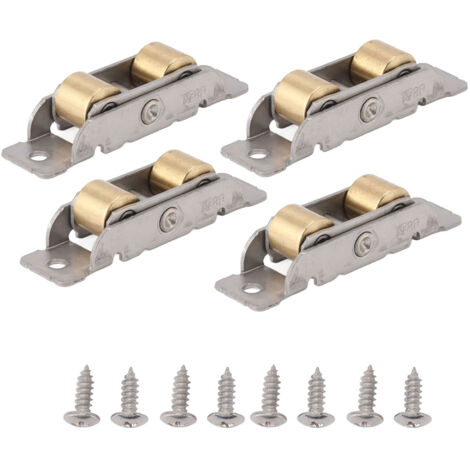 4 Roulements de Porte Coulissante de Terrasse, Ensemble de 4 Galets de Remplacement à Roulement 88 Type B, Roue Plate Double en Cuivre pour Maison et Bureau (1/5)