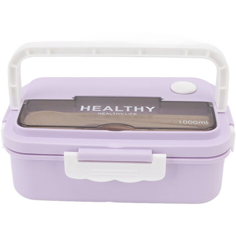 Boîte Bento 3 Compartiments 1000ml Lavable Micro-ondes pour Enfants et Adultes - Violet Taro (1/5)