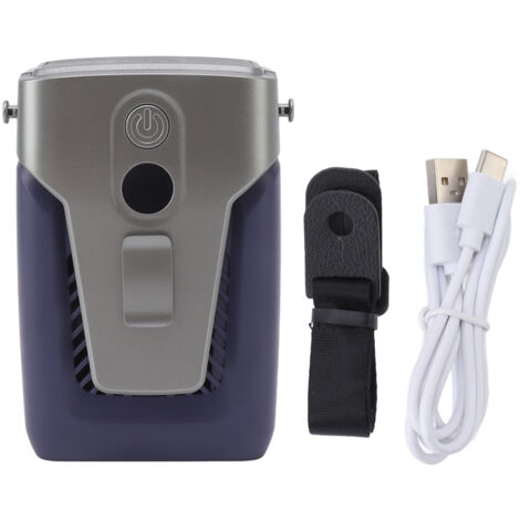 Ventilateur de Ceinture Réglable Sans Lames, Portable Mini Ventilateur Accrochable pour Randonnée Pêche, Alimentation 5V Bleu (1/5)