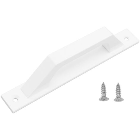 Poignée de porte coulissante métal blanc, poignée de tiroir électroplacée avec vis de fixation pour porte de grange (1/5)