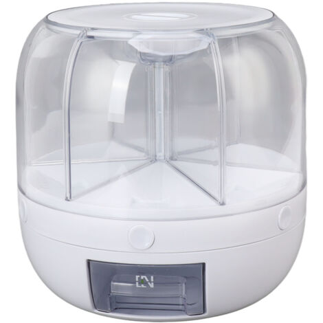 Boîte de Rangement à Grains Rotative 6 Compartiments Transparente Distributeur de Riz Cuisine 6kg (1/5)