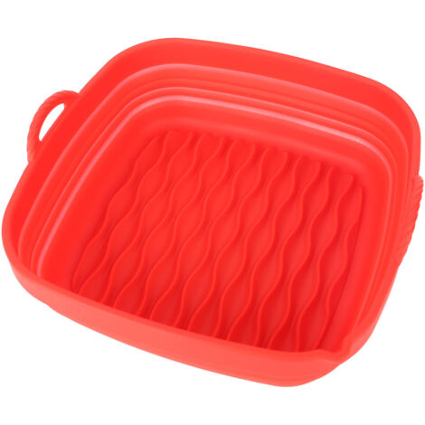 Panier de friteuse en silicone réutilisable, motif vagues, idéal pour cuisson, camping et barbecue, rouge (1/5)
