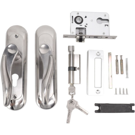 Poignée de Porte Entrée en Acier Inoxydable avec Serrure à Cylindre et Clés pour Maison (1/5)