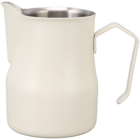 Pitcher à lait inox 304 350ml, bec verseur pour latte, design matte blanc, idéal bureau et café (1/5)