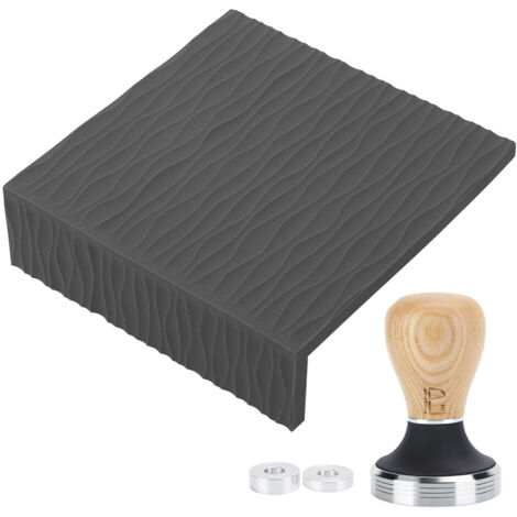 Tampon à Café 58mm avec Manche en Hêtre et Set de Matelas de Tassage Noir pour Barista à Domicile (1/5)