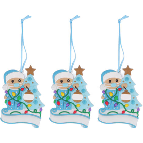 3 Pièces Masque de Sapin de Noël Pendentif Bonhomme de Neige Décorations Mignonnes avec Ruban PVC Bleu X2163 (1/5)