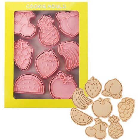 8 Pièces Emporte-Pièces 3D Dinosaure, Moules à Biscuits Anniversaire pour Fruits et Légumes, Tampon à Main pour Pâtisserie (1/5)