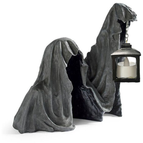 Statue Fantôme avec Lanterne pour Halloween - Sculpture Résine Réaliste, Décoration Jardin, Fête, Intérieur et Extérieur (1/5)