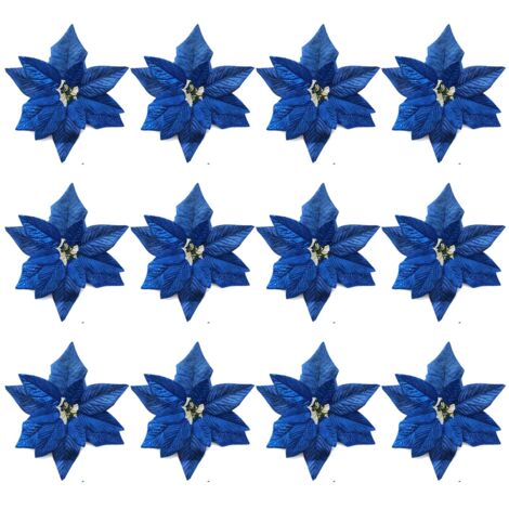 Fleurs de Noël Artificielles en Tissu pour Décorations de Sapin (1/4)