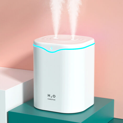 Humidificateur USB à Double Brumisateur Silencieux Grande Capacité Portable avec Veilleuse pour Bureau Chambre Blanc (1/5)