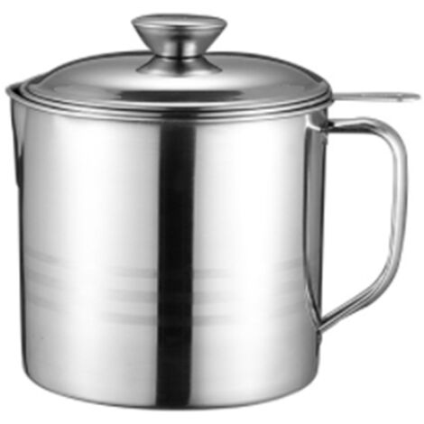 Filtre à Huile en Acier Inoxydable 1.3L avec Couvercle, Passoire à Graisse Maille Fine Anti-Poussière pour Cuisine, Grade Alimentaire, avec Poignée et Plateau (1/3)