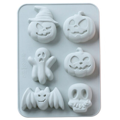 Moule à Gâteau en Silicone Halloween 6 Cavités Fantôme Citrouille Chauve-souris pour Pâtisserie Chocolat DIY (1/5)