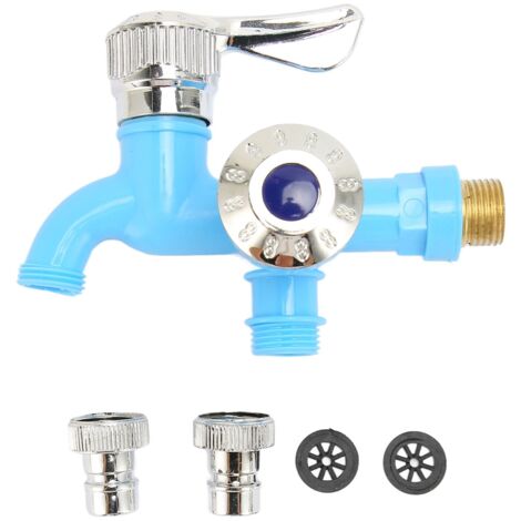 Robinet de Jardin Universel G1/2, 1 Entrée 2 Sorties avec Bec Séparé et Filetage Externe, Robinet Économique et Ergonomique pour Piscine ou Salle de Bain (1/5)