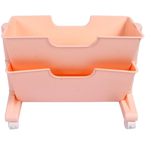 Étagère à Livres Mobile à Double Niveau pour Bureau, Bibliothèque Amovible Rose pour Organisation de Dortoir (1/5)