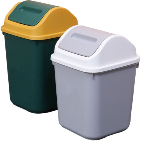 2 Pièces Poubelle à Couvercle Pivotant, Style Simple et Décoratif, Pratique, Plastique, Couvercle Rotatif 360 Degrés (1/5)