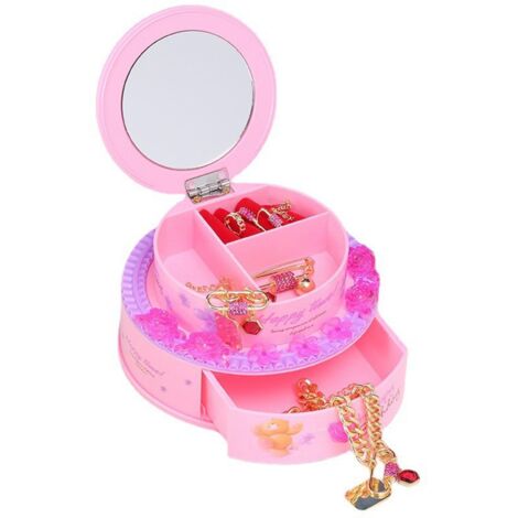 Boîte à bijoux musicale rose en forme de gâteau d'anniversaire pour fille - coffret décoratif (1/5)