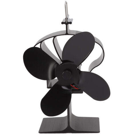 Ventilateur de Cheminée à Alimentation Thermique 4 Pales Alliage d'Aluminium Noir Résistant à la Chaleur Modèle Couronne pour Hiver (1/5)