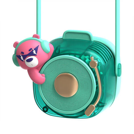 Ventilateur de cou sans pales, rechargeable USB, 3 vitesses, portable et léger pour extérieur - Bleu