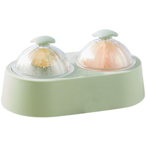 Moule à Boules de Glace Double avec Couvercle - Bac à Glaçons Rond pour Cocktail, Whisky, Café - Vert Clair pour Cuisine et Maison (1/5)