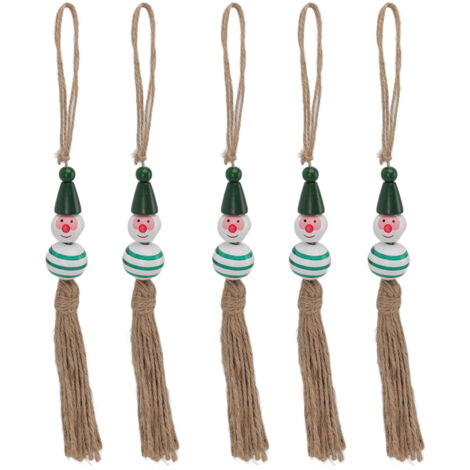 5 Pièces Perles de Noël en Bois Colorées, Boules de Neige Mignonnes pour Sapin, Porte ou Chambre - Type 6 (1/5)