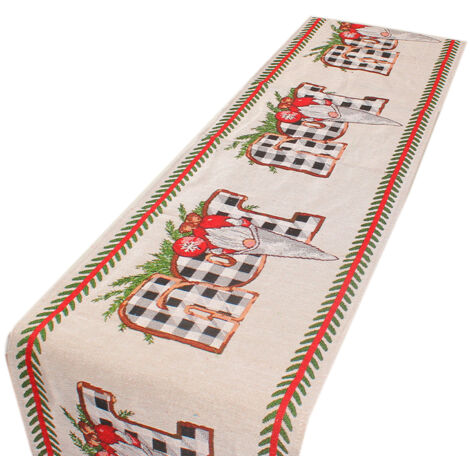 Bannière de Noël pour Table Imprimée Résistante à la Saleté - Décoration de Nappe avec Motif JOY et Père Noël (1/5)