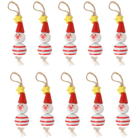 10 Pièces Ornements de Noël Colorés avec Pendentifs Bonhomme de Neige et Étoile Rouge pour Sapin (1/5)