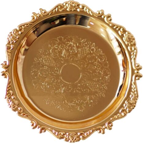 Assiette Ronde Dorée pour Fruits, Gâteaux et Desserts - Plateau Métallique Décoratif pour Mariage et Fêtes