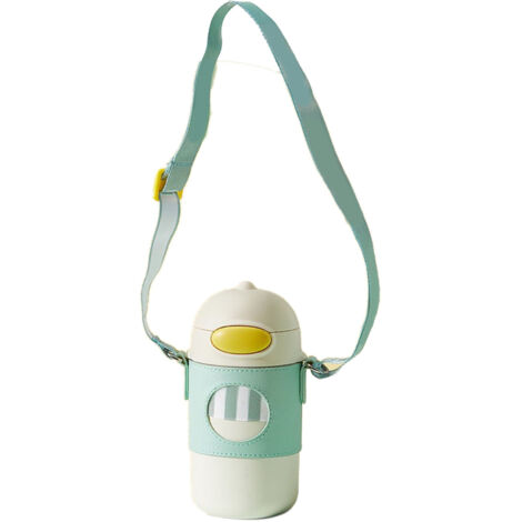 Gobelet Isotherme 320ML avec Paille en Silicone pour Enfants, Intérieur Acier Inoxydable 316 Blanc (1/5)