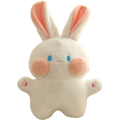 Peluche Lapin Douce et Mignonne, Coussin Câlin en Coton pour Enfants Filles, Blanc 40cm (1/5)