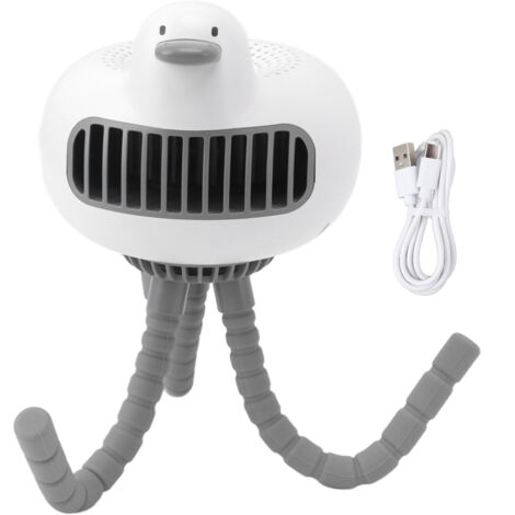 Ventilateur de poussette portable rechargeable 6300mAh silencieux, rotatif à 130° avec clip, design mignon pour bébé