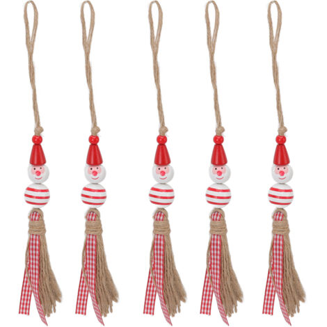 5 Pcs Boules de Noël en Bois Colorées - Bonhommes de Neige pour Sapin, Porte ou Déco Chambre (1/5)