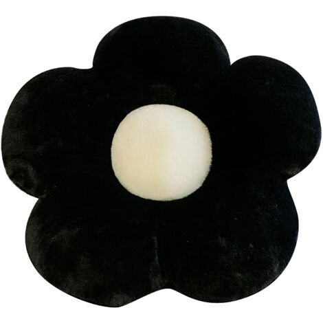 Coussin Décoratif en Forme de Fleur Doux et Mignon pour Canapé, Chambre et Salon - 50 cm Noir (1/5)