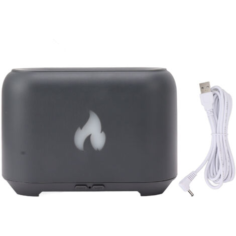 Diffuseur de Flamme USB 130ML avec 7 Lumières LED Colorées, Humidificateur 3D Creux pour Maison, Gris Foncé 5V (1/5)