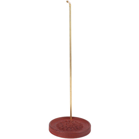 Porte-encens en bois de rose avec récupérateur de cendre en laiton, brûleur à bâton pour temples, yoga et décoration intérieure motif montagne (1/5)