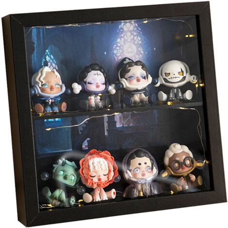 Boîte de vitrine pour figurines animées, étui de rangement en 3D renforcé pour collections de mini jouets, compartiment unique noir (1/5)