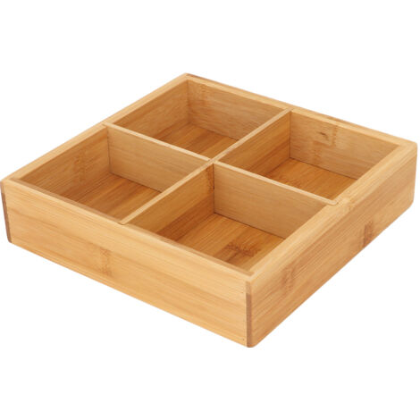 Plateau de Service en Bambou Naturel 4 Compartiments pour Snacks et Fruits Secs Écologique et Sans Peinture (1/5)