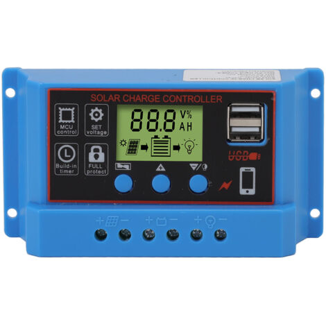 Contrôleur Solaire 10A avec Affichage LCD pour Panneaux 12V/24V - Éclairage Avertissement (1/5)