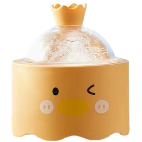 Moule à Boules de Glace en Silicone Anti-Fuite, Forme Ronde avec Couvercle, Dégagement Facile, Modèle Cartoon Jaune (1/5)
