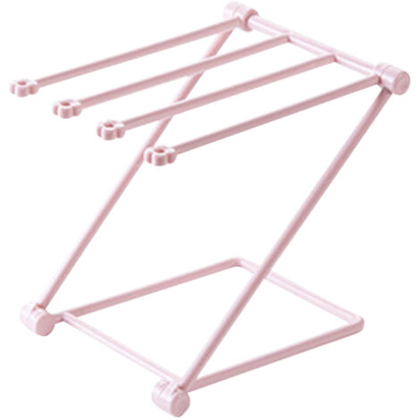 Support à torchon de comptoir 4 bras pliable, porte-serviette vertical pour cuisine, rangement essuie-mains rose clair (1/5)