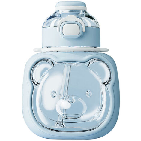 Gourde Isotherme Anti-Fuite avec Paille et Bretelle, Design Mignon Sans Odeur - Idéale pour Voyage et Extérieur, Bleu (1/5)