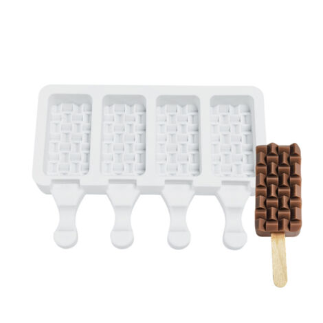 Moule à Glace Silicone 4 Cavités pour Popsicle Maison - Fabricant de Desserts Glacés DIY (1/5)